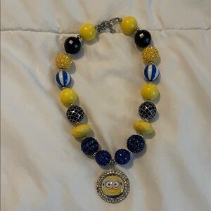 Yellow and Blue Beaded Necklace with minion